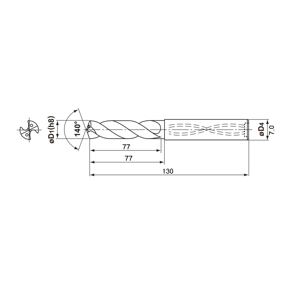 MWS0680X8DB VP15TF сверло твердосплавное под СОЖ  - фотография 2 mws0680x8db vp15tf схема твердосплавного сверла с размерами