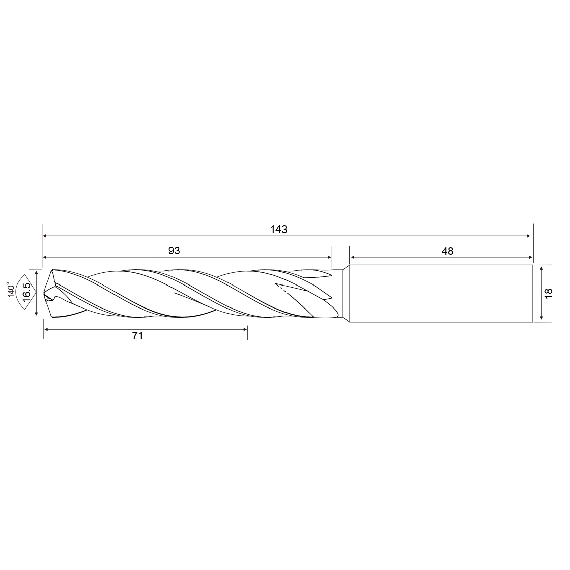 Фото 2: DR5D-165 16.5х93x18х143 TiSiN сверло твердосплавное Geefun