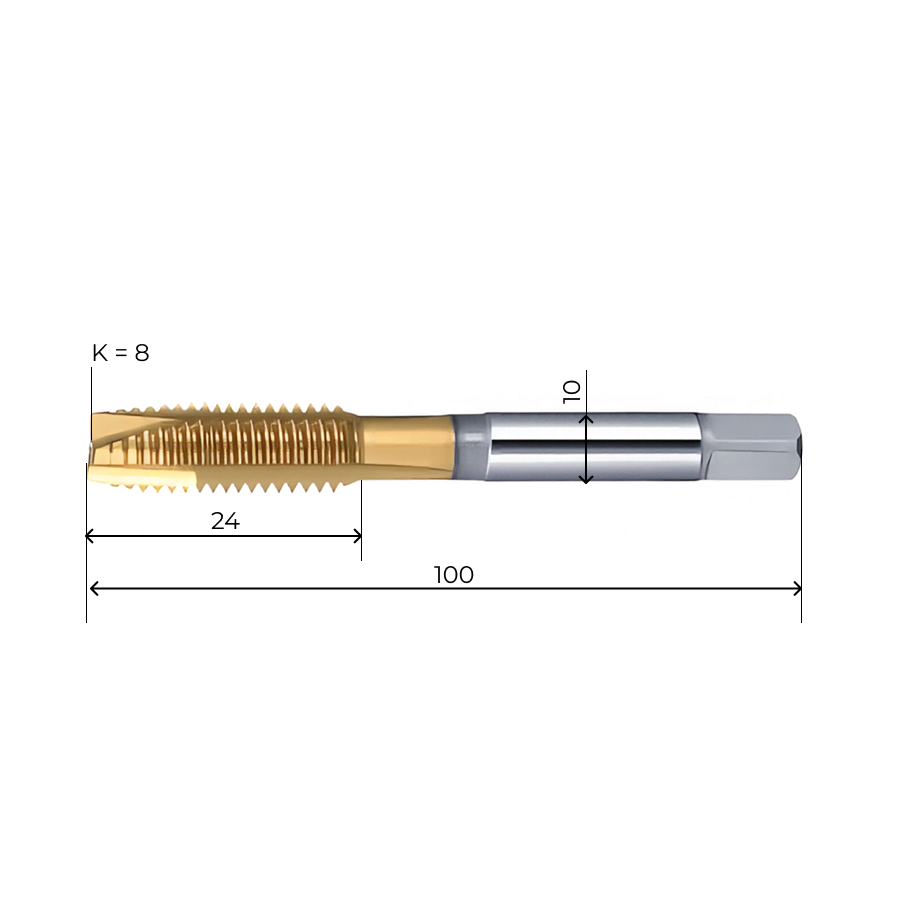 Фото 2: Метчик м/р 10х1.5 скв. HSS-E TiN DT12010150 Deskar