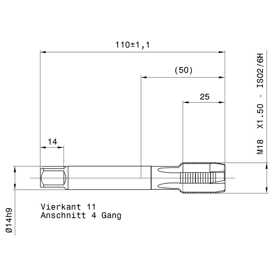 5739 18.007 схема метчика машинного m с размерами