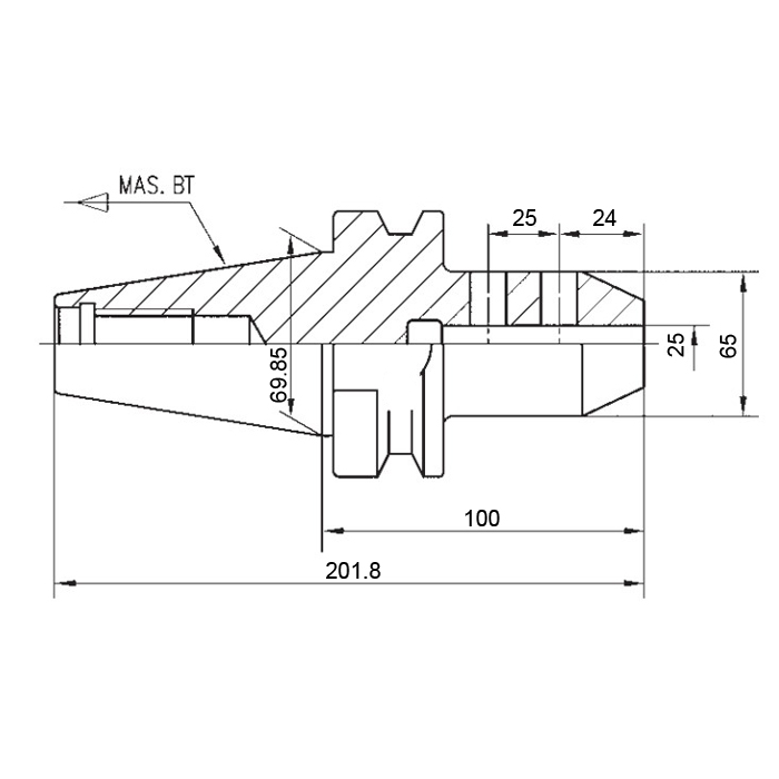 Фото 2: Патрон для концевых фрез с хвостовиком Weldon BT50-SLN-25-100 Zegyo
