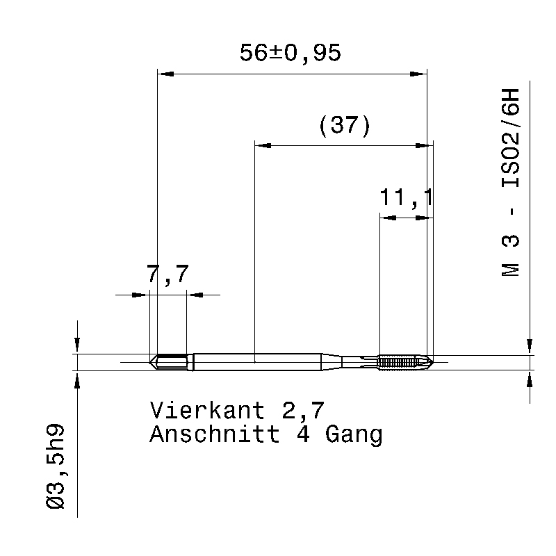 Фото 2: Метчик машинный M3x0.5 1914 3.000