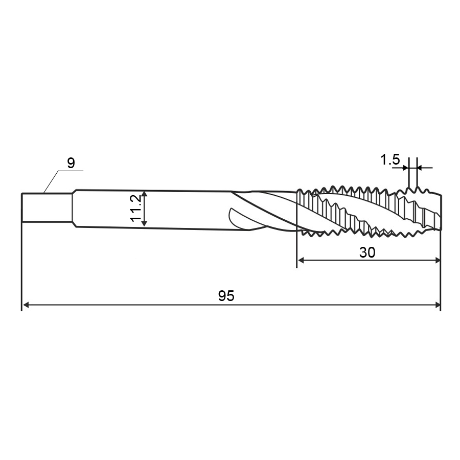 Фото 2: Метчик м/р 14,0х1,5 кл.2 HSS-V TiN винт. гл. ZUMO, арт: V301010302140150