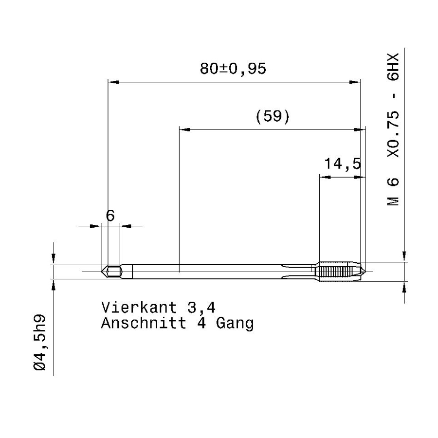 4219 6.004 m6х0,75 схема с размерами метчик машинный m