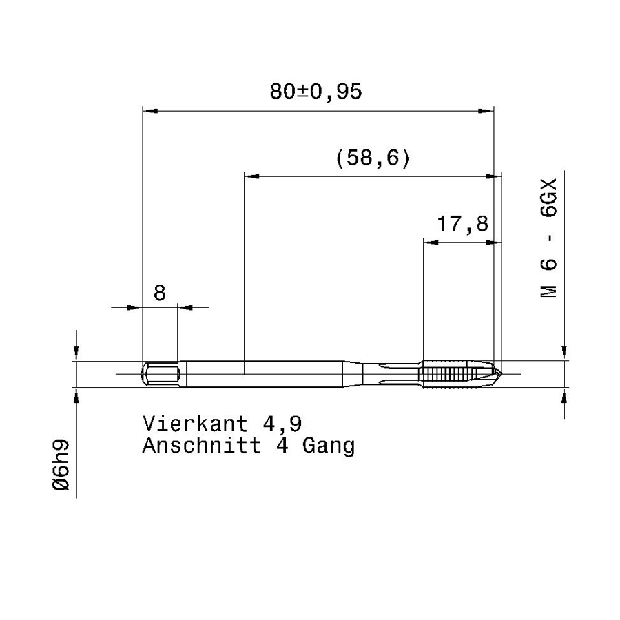 4638 6.000 m6 схема метчика машинного m с размерами