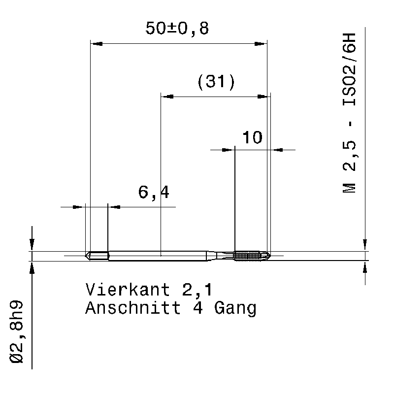 Фото 2: Метчик машинный M2.5x0.45 1914 2.500