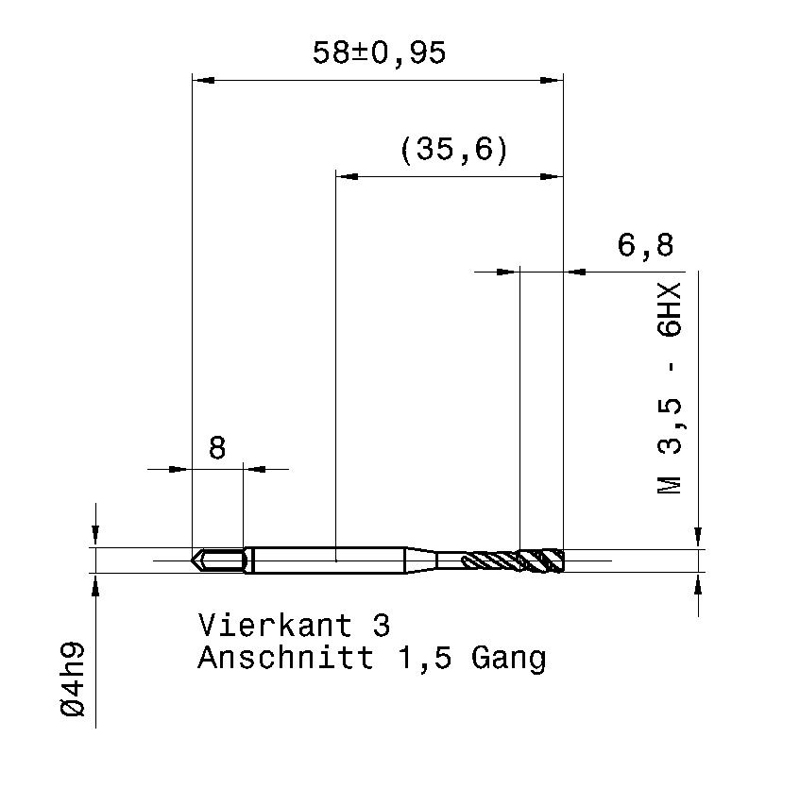 4630 3.500 m3.5 схема метчика машинного m с размерами