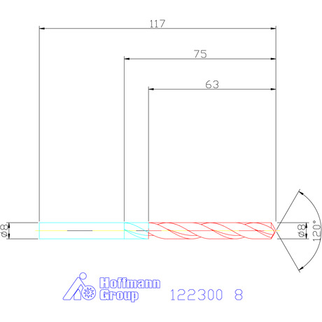 122300 8,0 схема твердосплавного сверла с размерами