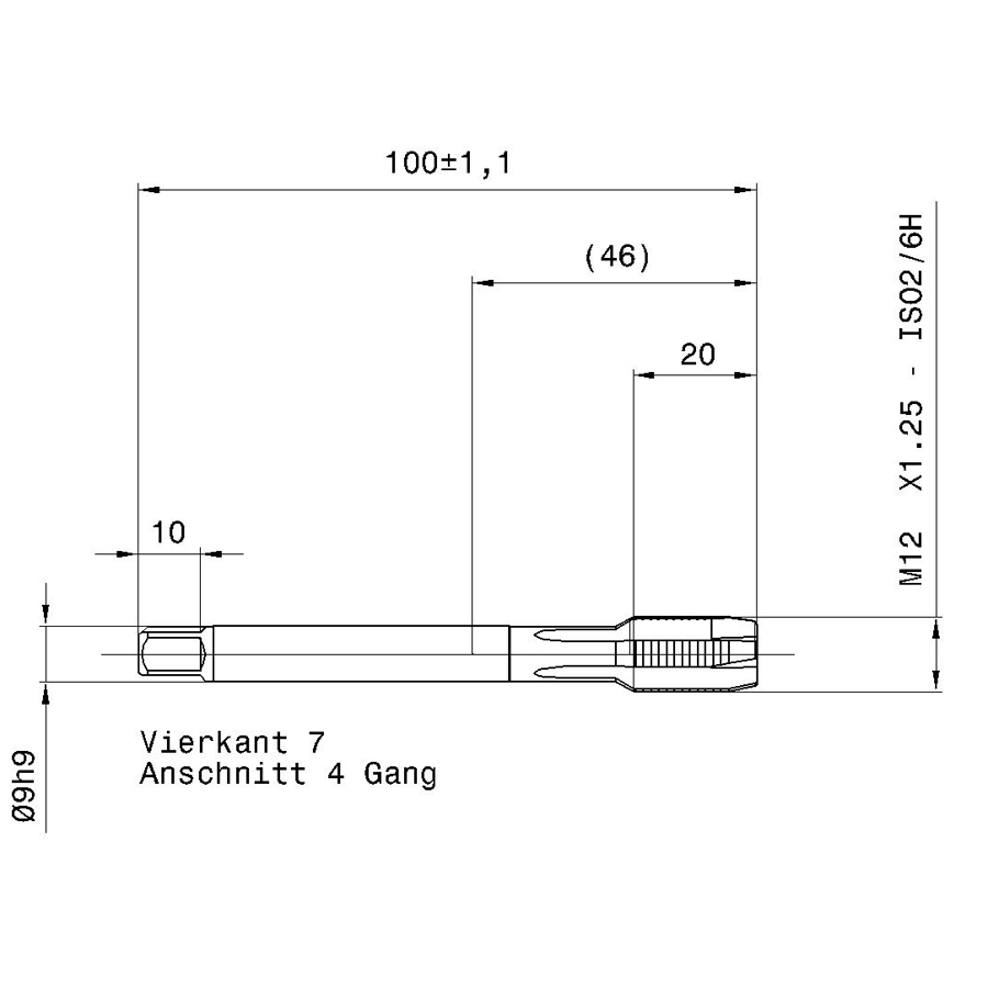 5739 12.006 схема метчика машинного m с размерами