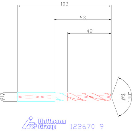 122670 9,0 схема твердосплавного сверла с размерами