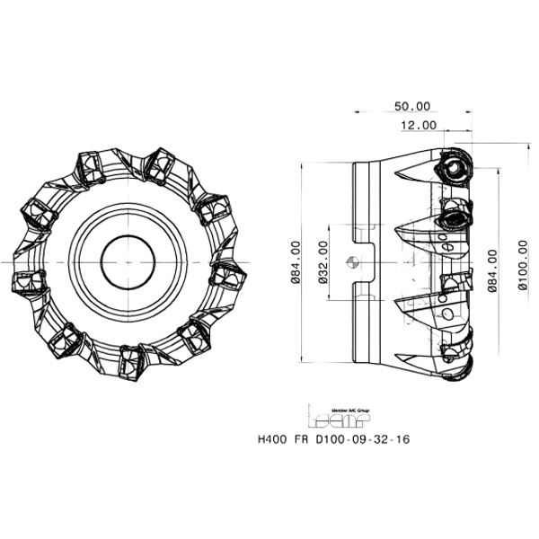 Фото 2: H400 FR D100-09-32-16 фреза со сменными пластинами