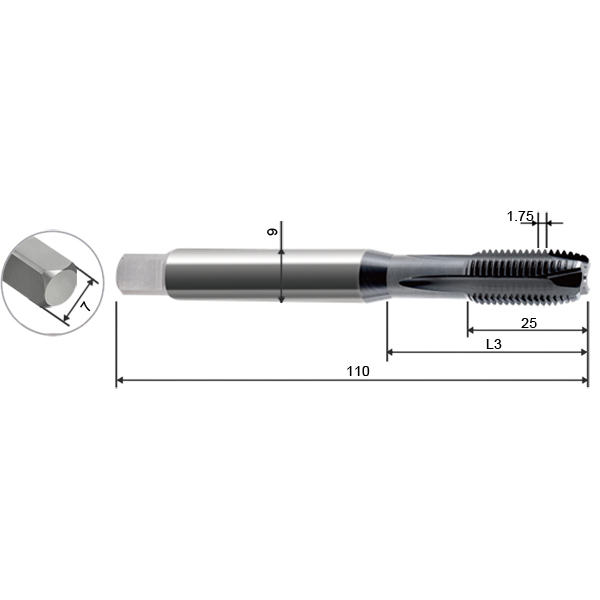 Метчик 12х1.75 сквозной 4F 6HX DIN376 HSS-E TiAlN SED Geefun - фотография 2 Фото 2: Метчик 12х1.75 сквозной 4F 6HX DIN376 HSS-E TiAlN SED Geefun