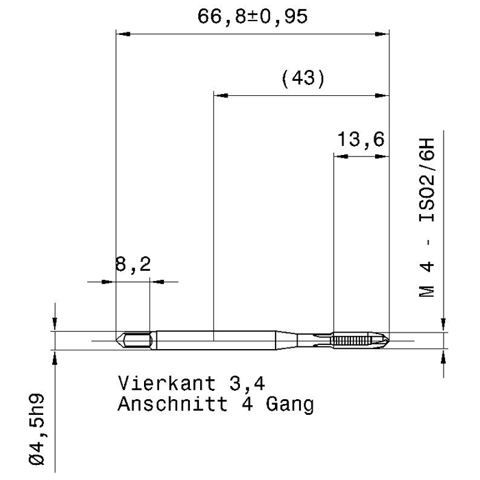 5733 4.000 схема метчика машинного m с размерами