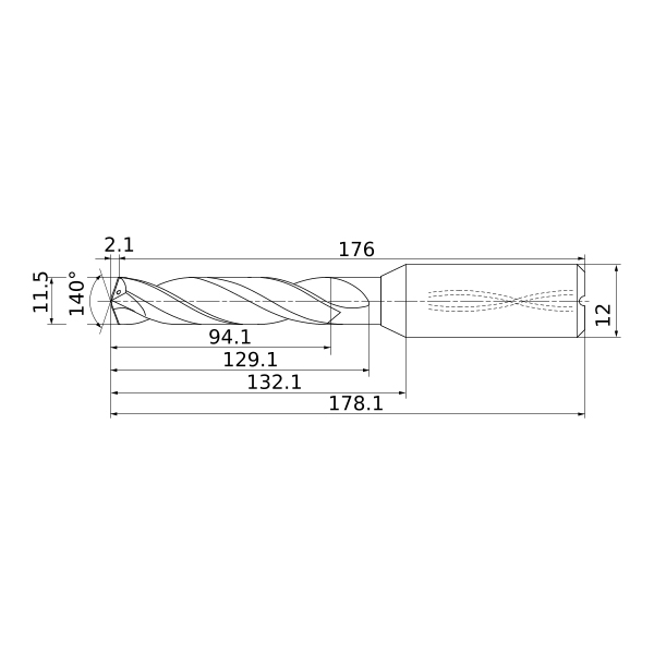 MPS1150-L8C VP15TF сверло твердосплавное под СОЖ  - фотография 2 mps1150-l8c vp15tf схема твердосплавного сверла с размерами
