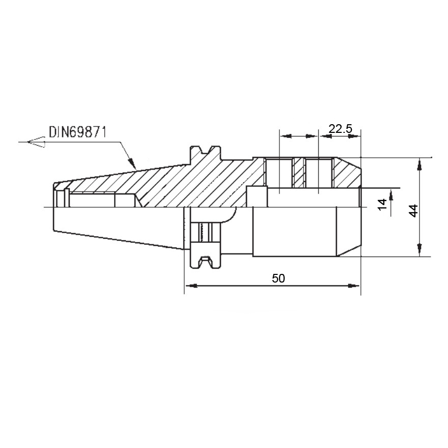 Фото 2: Патрон для концевых фрез с хвостовиком Weldon SK40-SL14-50 Zegyo