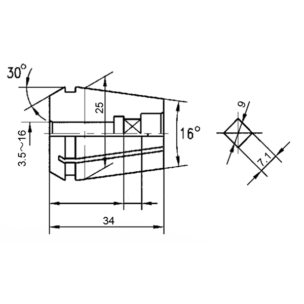 Фото 2: ER25G-11x9 цанга с четырехгр. Zegyo