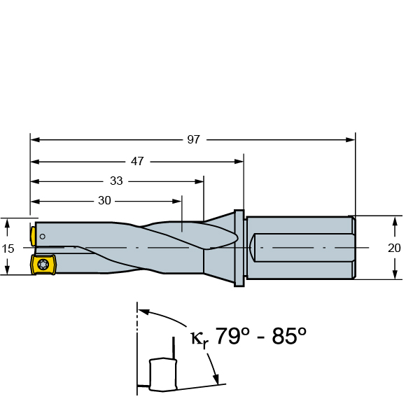 Фото 2: R416.2-0150L20-21 корпусное сверло под пластину