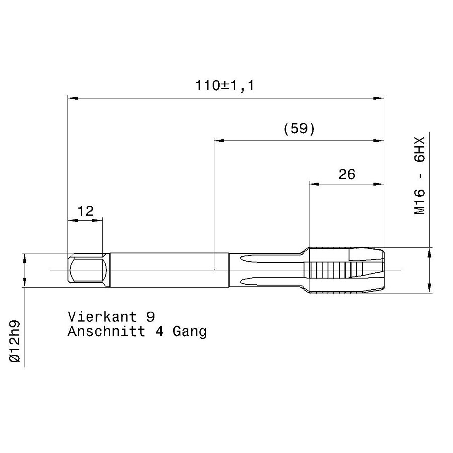 4218 16.000 m16 схема с размерами метчик машинный m