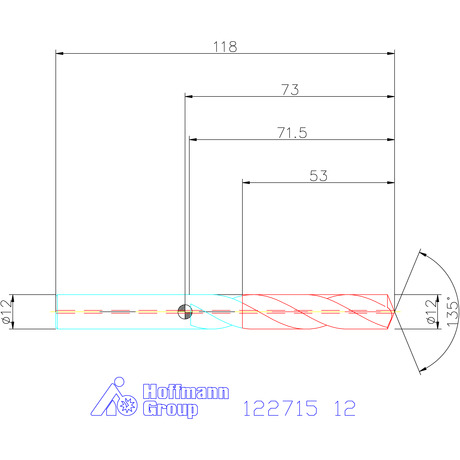 122715 12,0 схема твердосплавного сверла с размерами