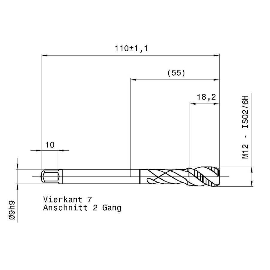 5553 12.000 m12 схема метчика машинного m с размерами
