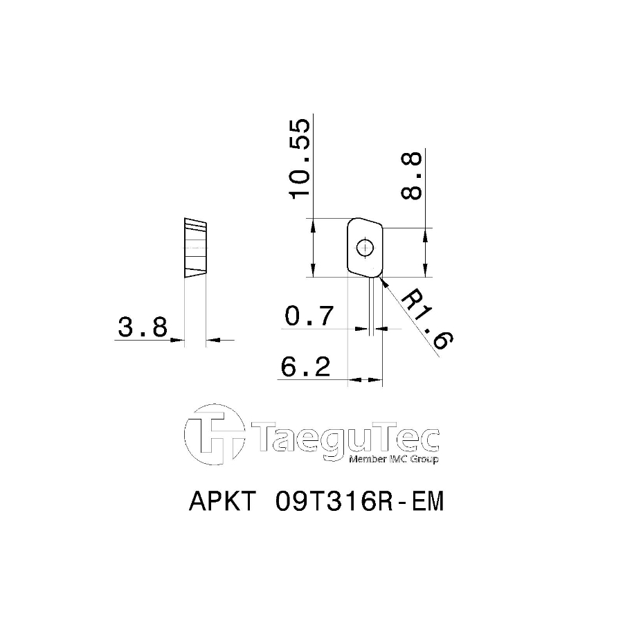 Фото 2: APKT 09T316R EM TT6080 пластина для фрез