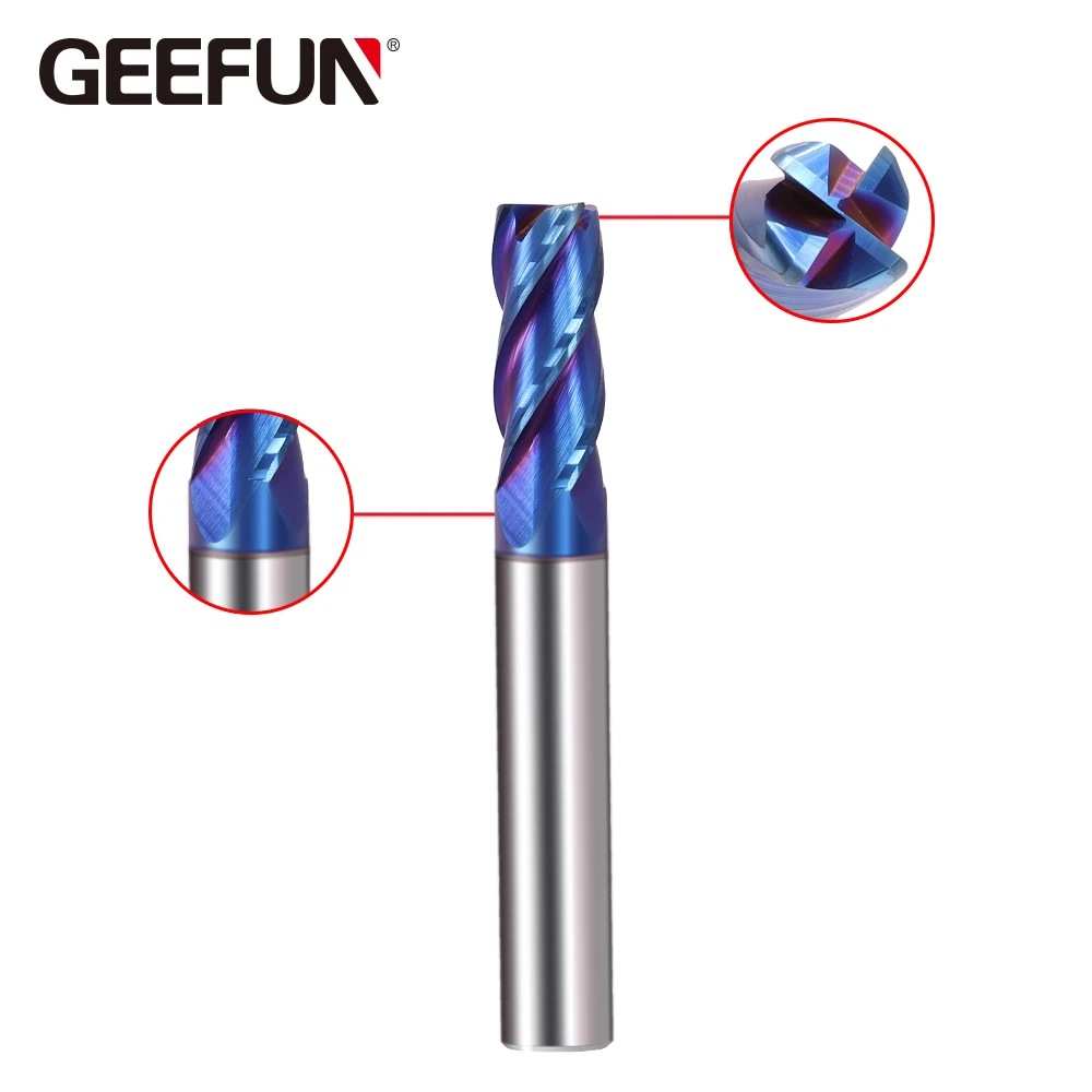 Фото 3: d3.0 R0.5 3х12х75 ц/х z=4 TiSiN GEK-4R053375 фреза радиусная Geefun