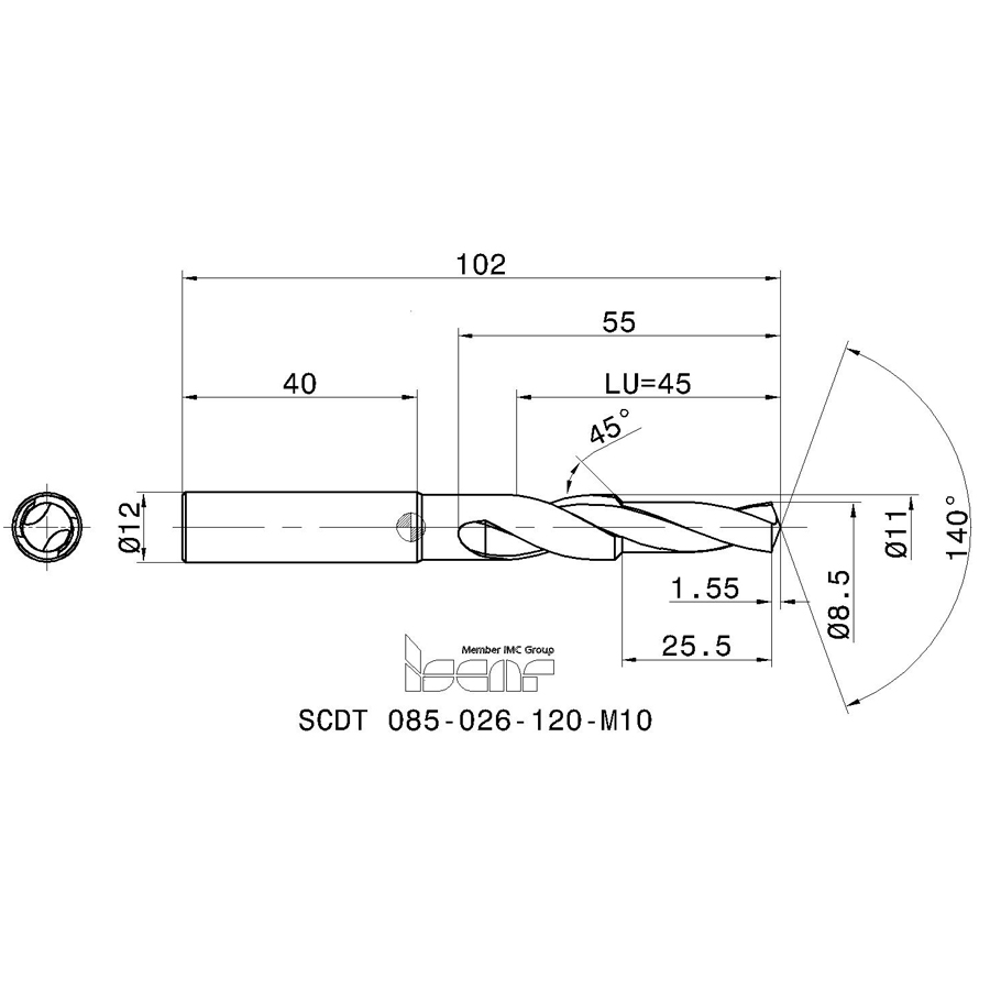 scdt 085-026-120-m10 схема твердосплавного сверла с размерами