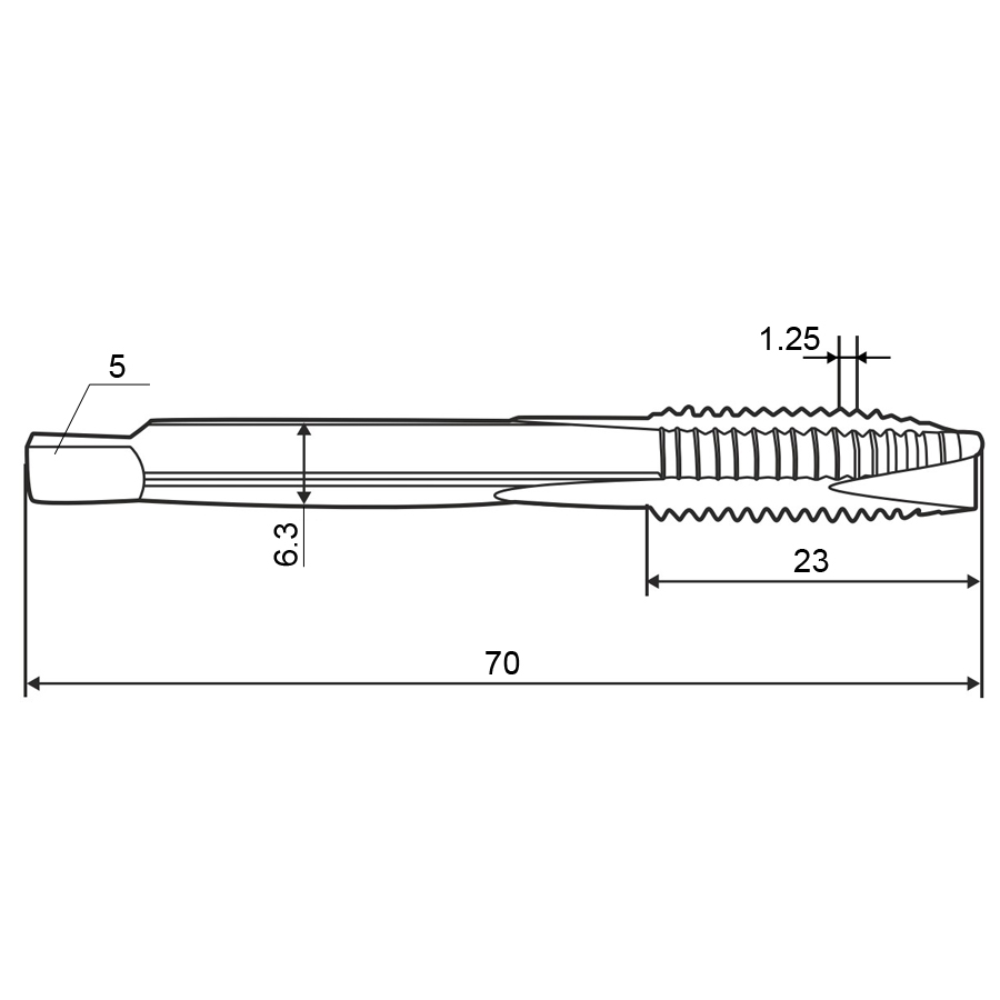 Фото 2: Метчик м/р 8,0х1,25 кл.2 HSS-V inox TiN скв. ZUMO, арт: V302020202080000