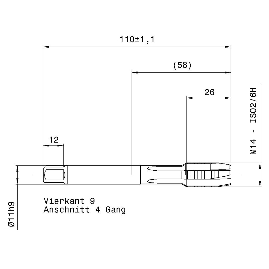 5736 14.000 схема метчика машинного m с размерами