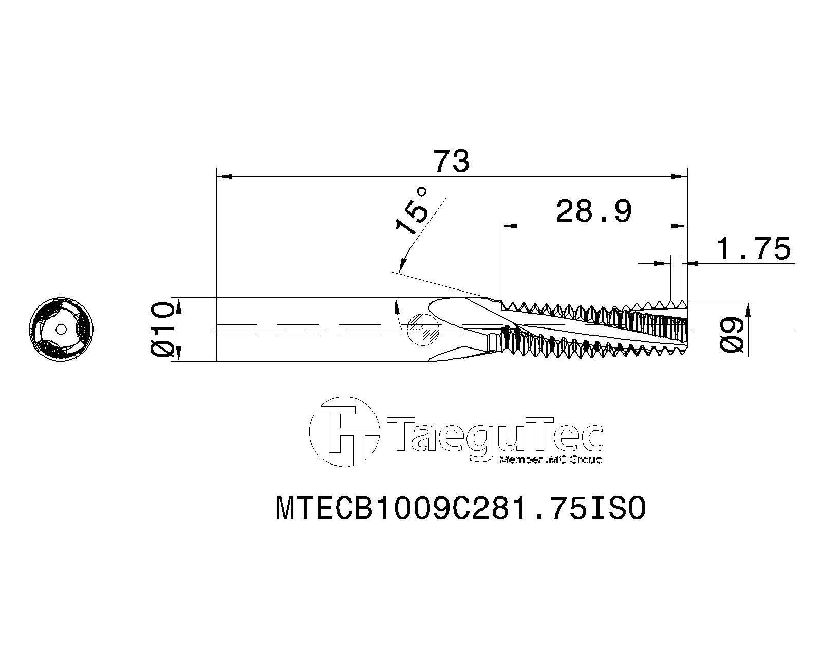 Фото 2: MTECB 1009C28 1.75ISO IC908 резьбофреза