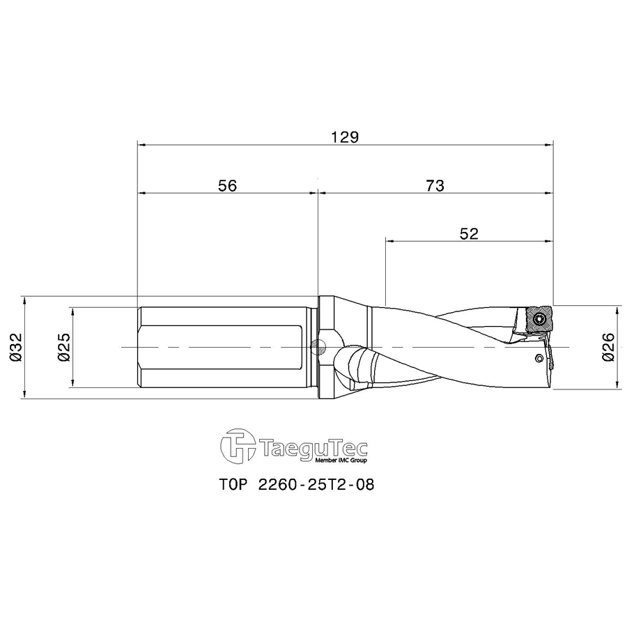 TOP 2260-25T2-08 корпусное сверло под пластину - фотография 4 tor 2260-25t2-08 схема сверла со сменными пластинами с размерами