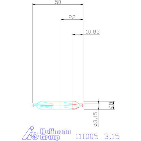 111005 3,15 схема центровочного сверла с размерами