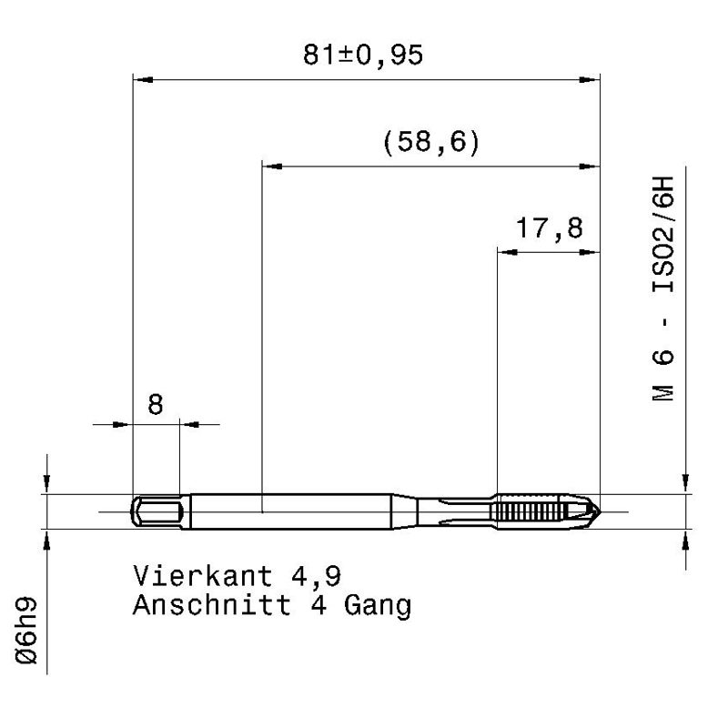 57 6.000 m6 схема метчика машинного m с размерами