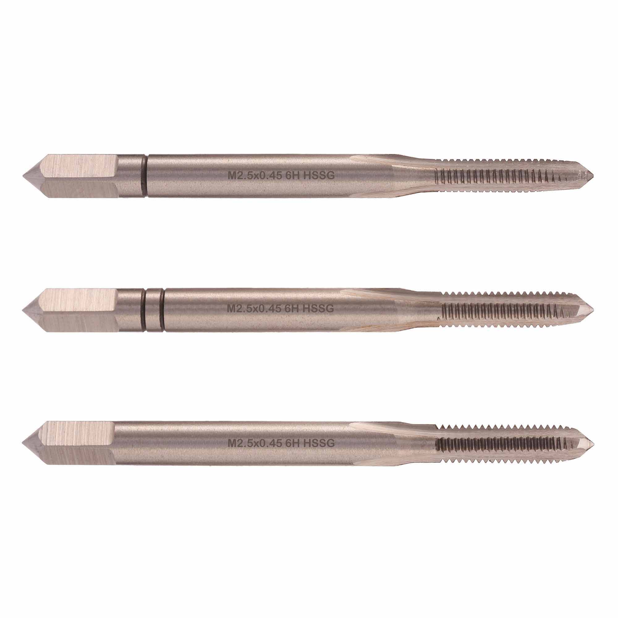 Метчик М 2.5х0.45 DIN352 6h 40мм a=2.1 набор метчиков 3 шт Qtool - фотография 1 Фото 1: Метчик М 2.5х0.45 DIN352 6h 40мм a=2.1 набор метчиков 3 шт Qtool