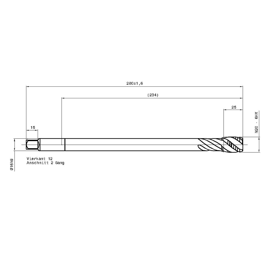 5718 20.000 m20 схема метчика машинного m с размерами