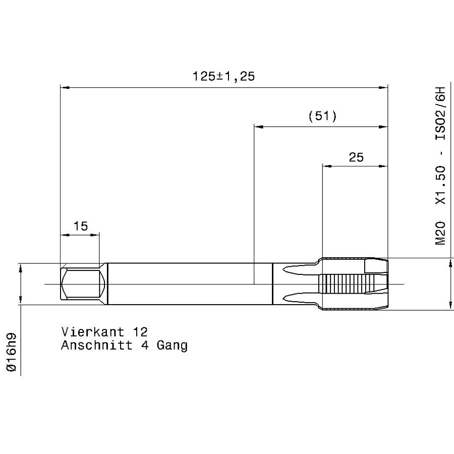 5739 20.007 схема метчика машинного m с размерами