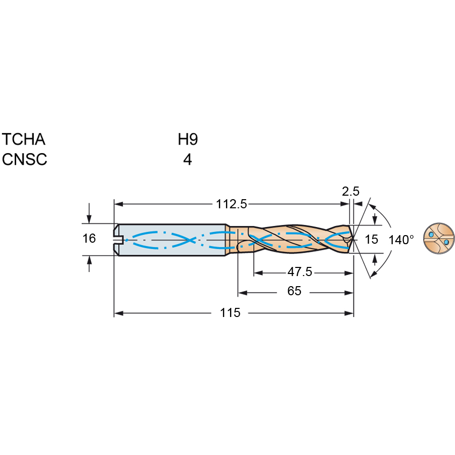 Фото 2: R846-1500-30-A1A 1220 сверло твердосплавное под СОЖ 